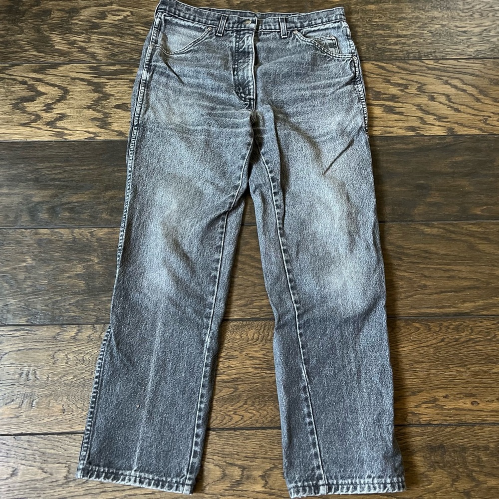 Lands End Vintage Men's Black Faded Denim Jeans